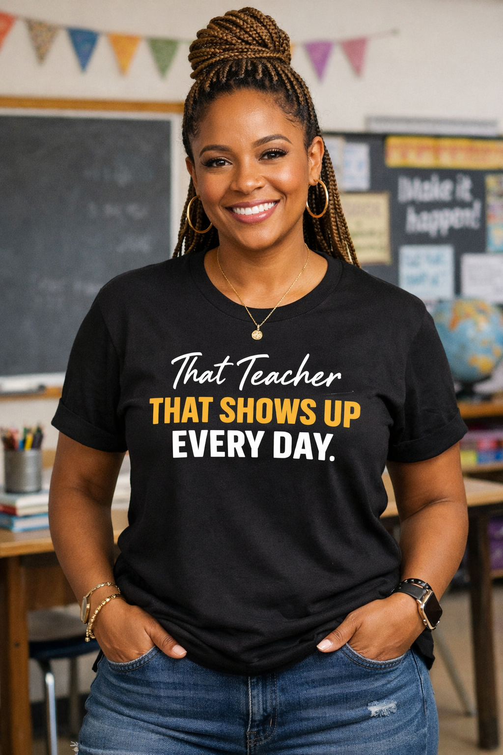 That Teacher™ – Shows Up Every Day T-Shirt