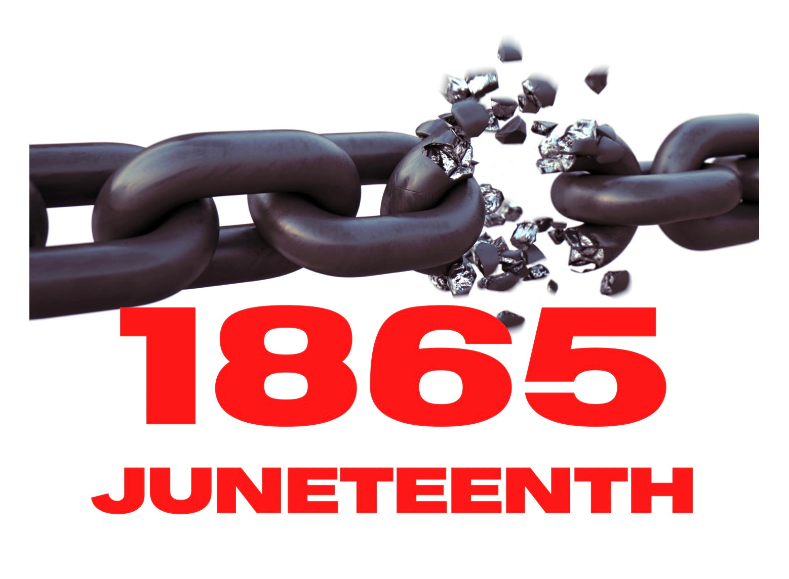 Breaking the chain, 1865 Juneteenth commemoration, white t-shirt 